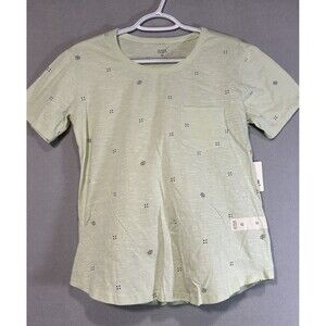 a.n.a‎ T-Shirt Womens XS Green Bandana Paisley Short Sleeve Cotton Casual Basic